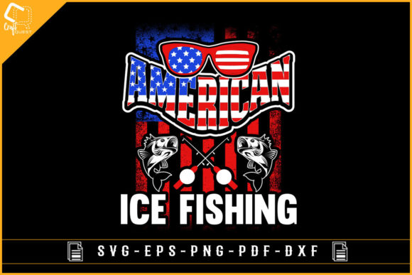 American Ice Fishing T-shirt Design for Graphics and Crafts