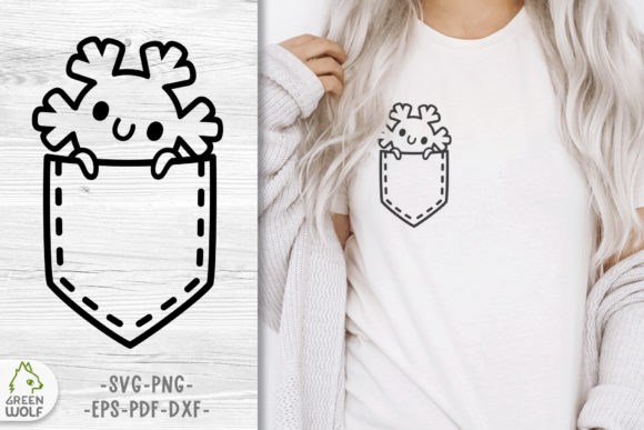 Cute Christmas Pocket T Shirt Svg Design for Creative Crafts