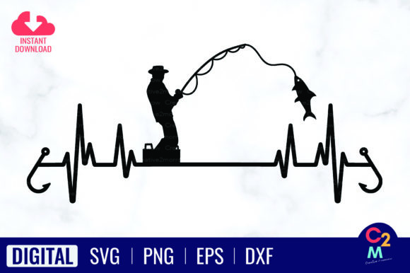 Fishing Heartbeat SVG: A Graphic Asset for T-Shirt Designs
