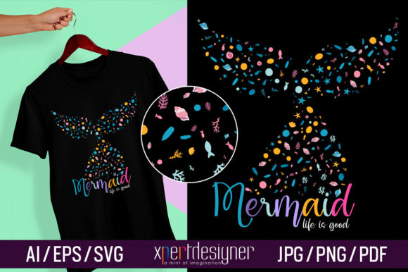 Mermaid T-Shirt Vector Artwork Vol-03: Graphics for Crafts